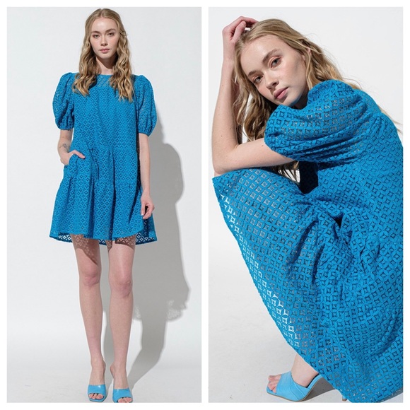 30 Fabulous Boho Lace Balloon Short Sleeve Tiered Dress - Picture 2 of 5